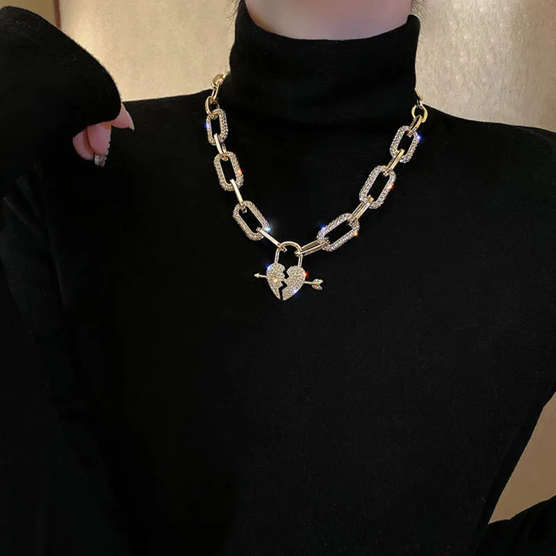 Metal Love Heart Cupid Pendants Female Clavicle Chain Light Luxury Niche Design Necklace