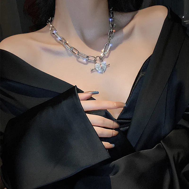 Metal Love Heart Cupid Pendants Female Clavicle Chain Light Luxury Niche Design Necklace