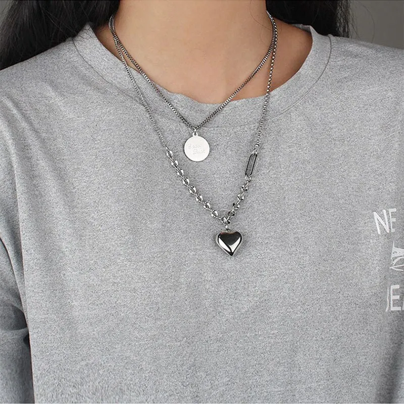 Metal Love Heart Cupid Pendants Female Clavicle Chain Light Luxury Niche Design Necklace