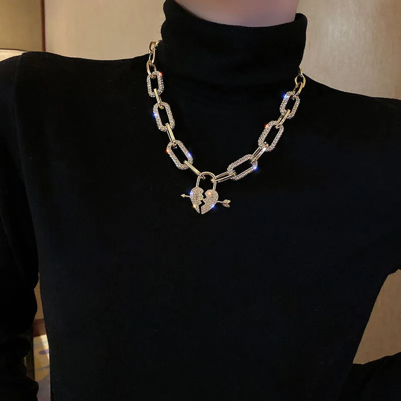 Metal Love Heart Cupid Pendants Female Clavicle Chain Light Luxury Niche Design Necklace