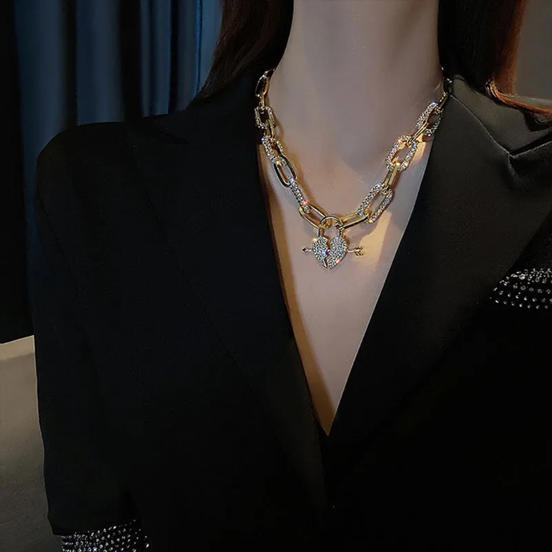 Metal Love Heart Cupid Pendants Female Clavicle Chain Light Luxury Niche Design Necklace