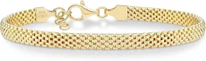 Miabella 18K Gold Over Sterling Silver Italian 5mm Mesh Link Chain Bracelet for Women, 925 Made in Italy