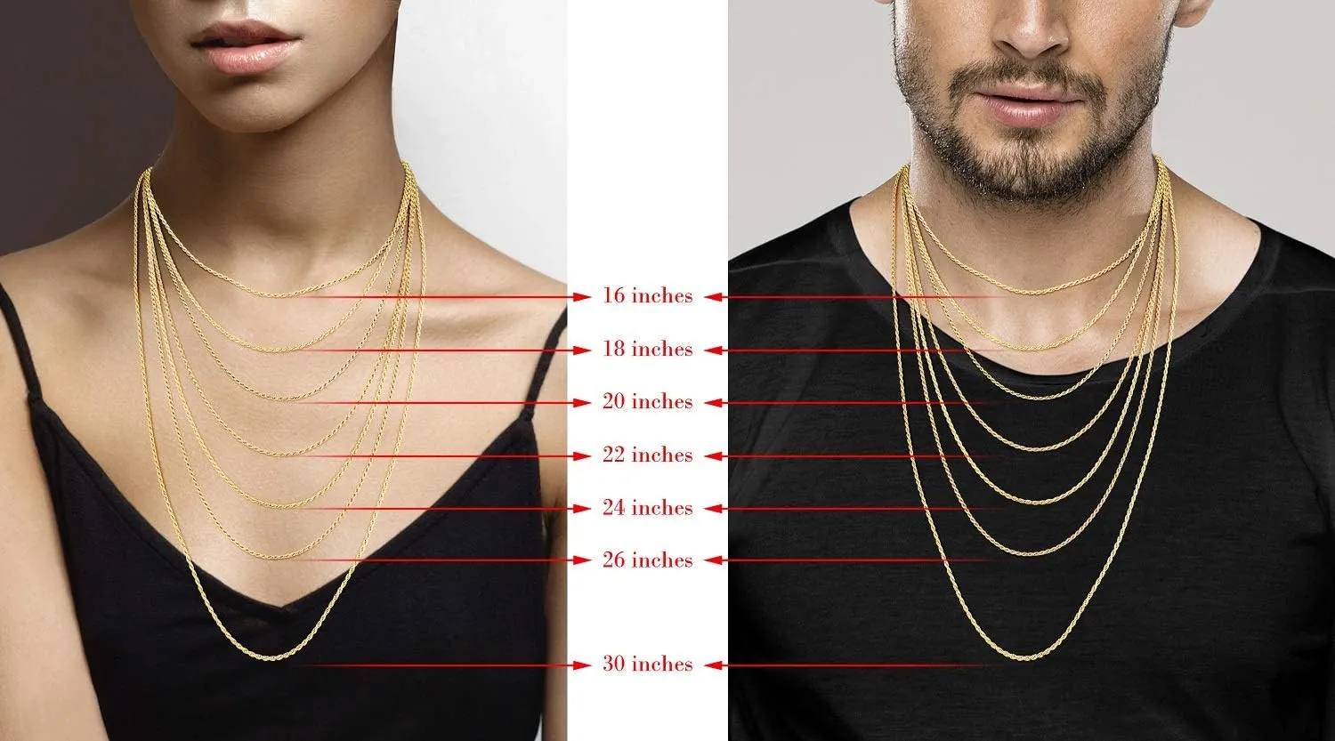 Miabella Italian Solid 18K Gold Over 925 Sterling Silver 2mm, 3mm Diamond-Cut Braided Rope Chain Necklace for Men Women, Made in Italy