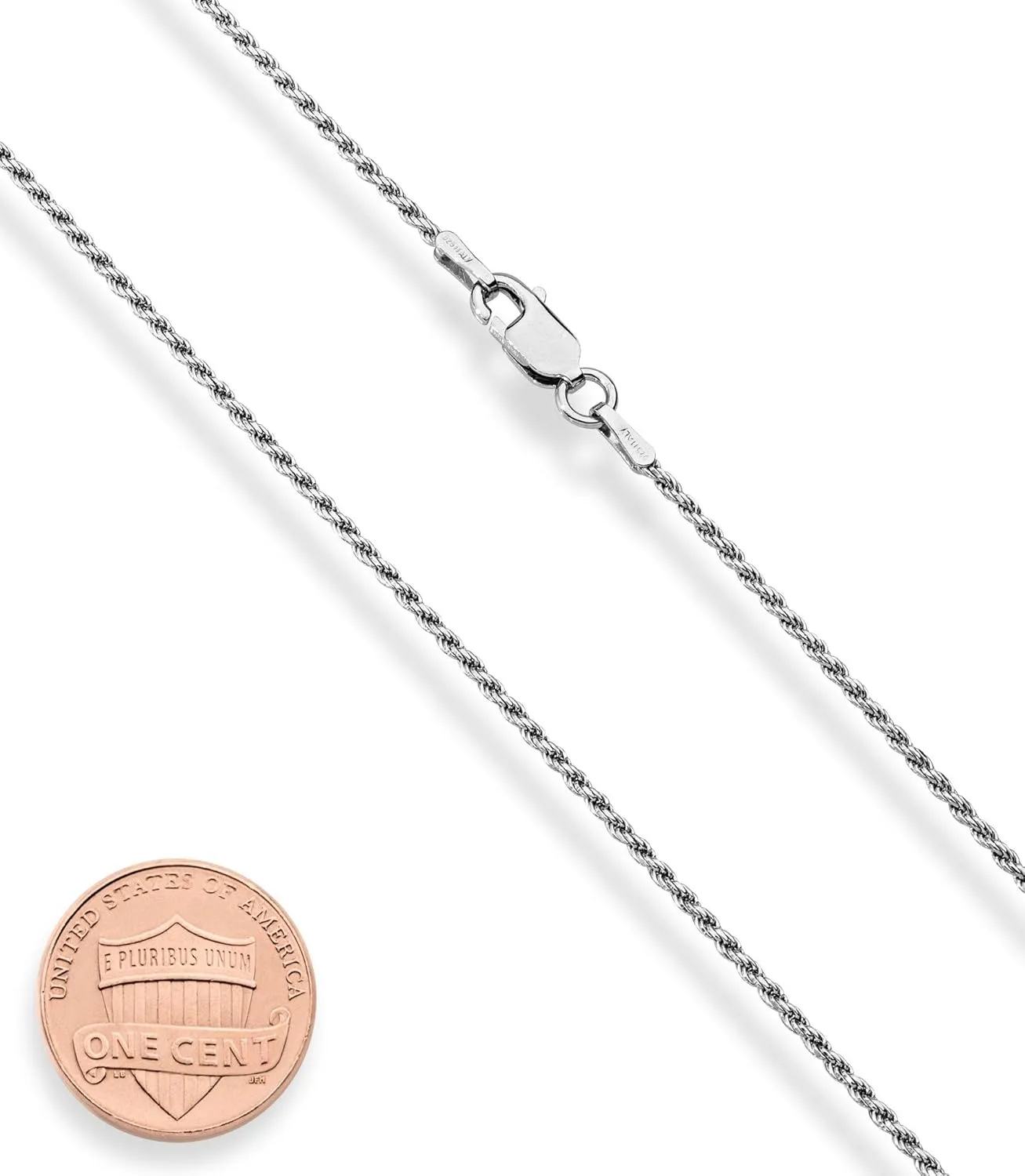 Miabella Rhodium Plated 925 Sterling Silver Small or Large Crucifix Necklace for Men Women, Cross Pendant with Rope Chain, Made in Italy