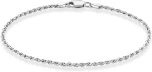 Miabella Solid 925 Sterling Silver Italian 2mm, 3mm Diamond-Cut Braided Rope Chain Bracelet for Women Men, Made in Italy