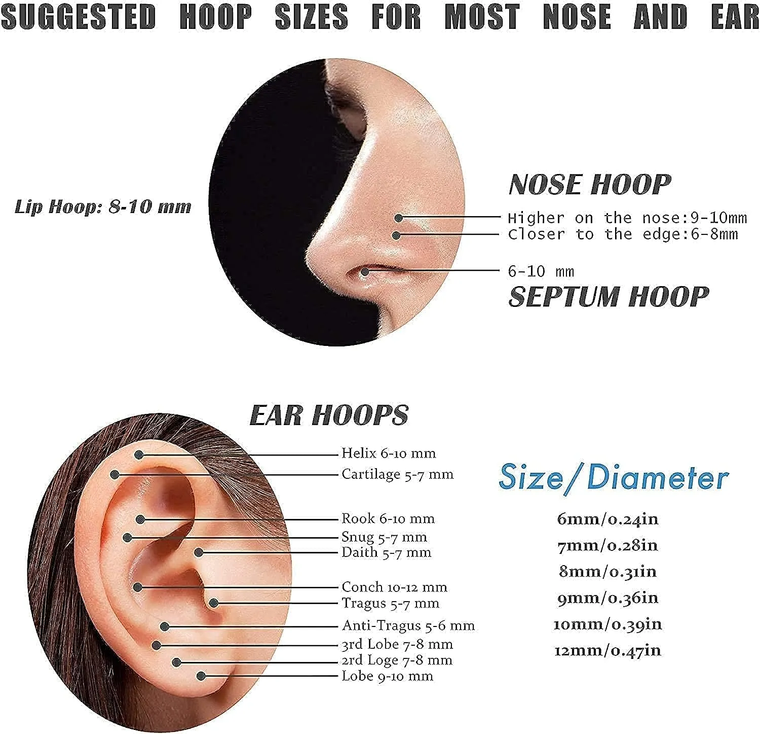 Milacolato 1Pcs G23 Titanium Nose Rings Hoops Hypoallergenic Conch Piercing Jewelry 16G 18G 20G Hinged Segment CZ Paved Clicker Rings for Septum Cartilage Daith Helix Rook Tragus Ear Lobe Earrings for Women Men 6mm/8mm/10mm