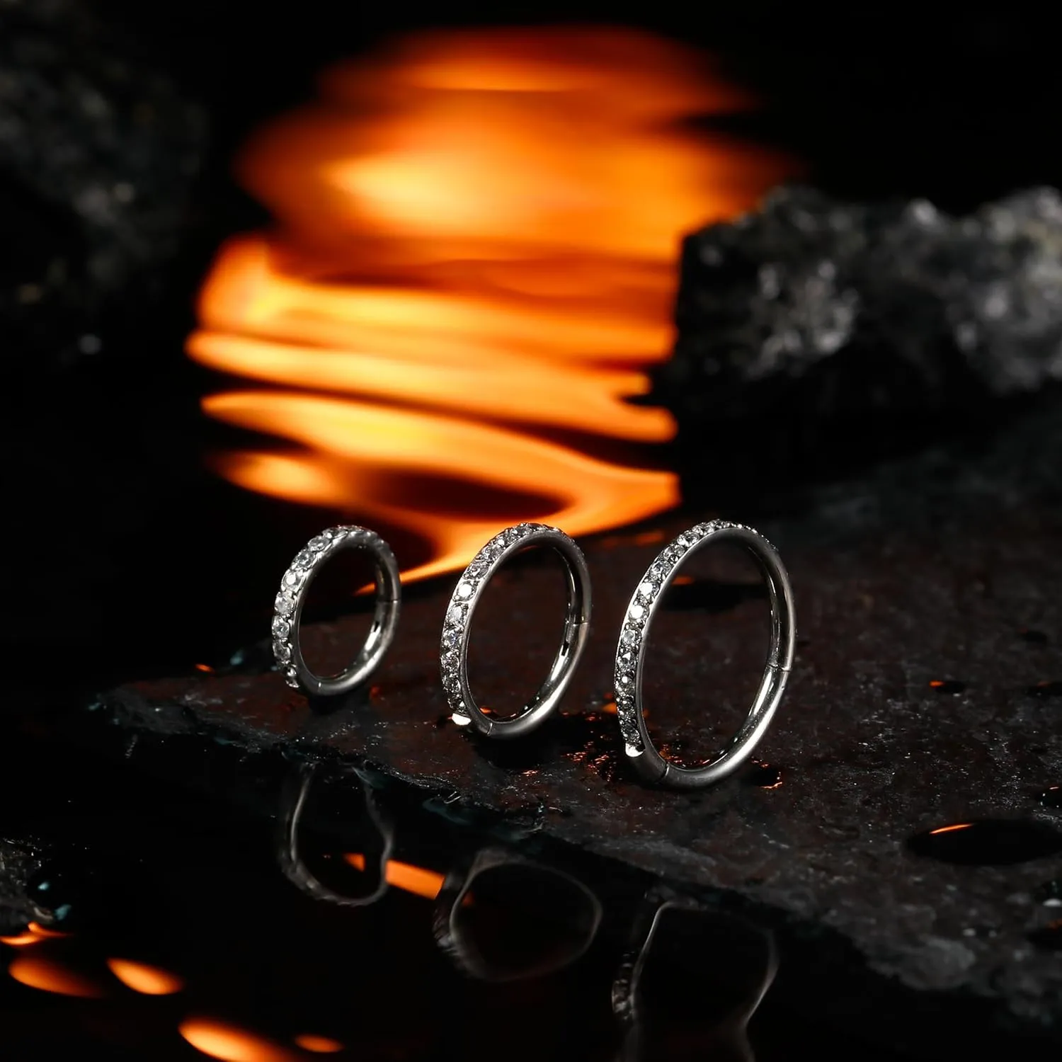 Milacolato 1Pcs G23 Titanium Nose Rings Hoops Hypoallergenic Conch Piercing Jewelry 16G 18G 20G Hinged Segment CZ Paved Clicker Rings for Septum Cartilage Daith Helix Rook Tragus Ear Lobe Earrings for Women Men 6mm/8mm/10mm