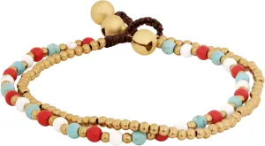 MINACHI Bohemian Layered Beaded Anklet, White Red Turquoise toned Mix Colors, Double Circle, Unique Style Jewelry for Women