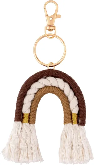 MINACHI Bohemian Vintage Retro Style Rainbow Tassel Handmade Bag Pendant Keychain for Women