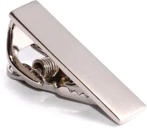 Mini Brushed Silver Skinny Tie Bar Rhodium Plating Rhodium Plating Mini Brushed Silver Skinny Tie Bar