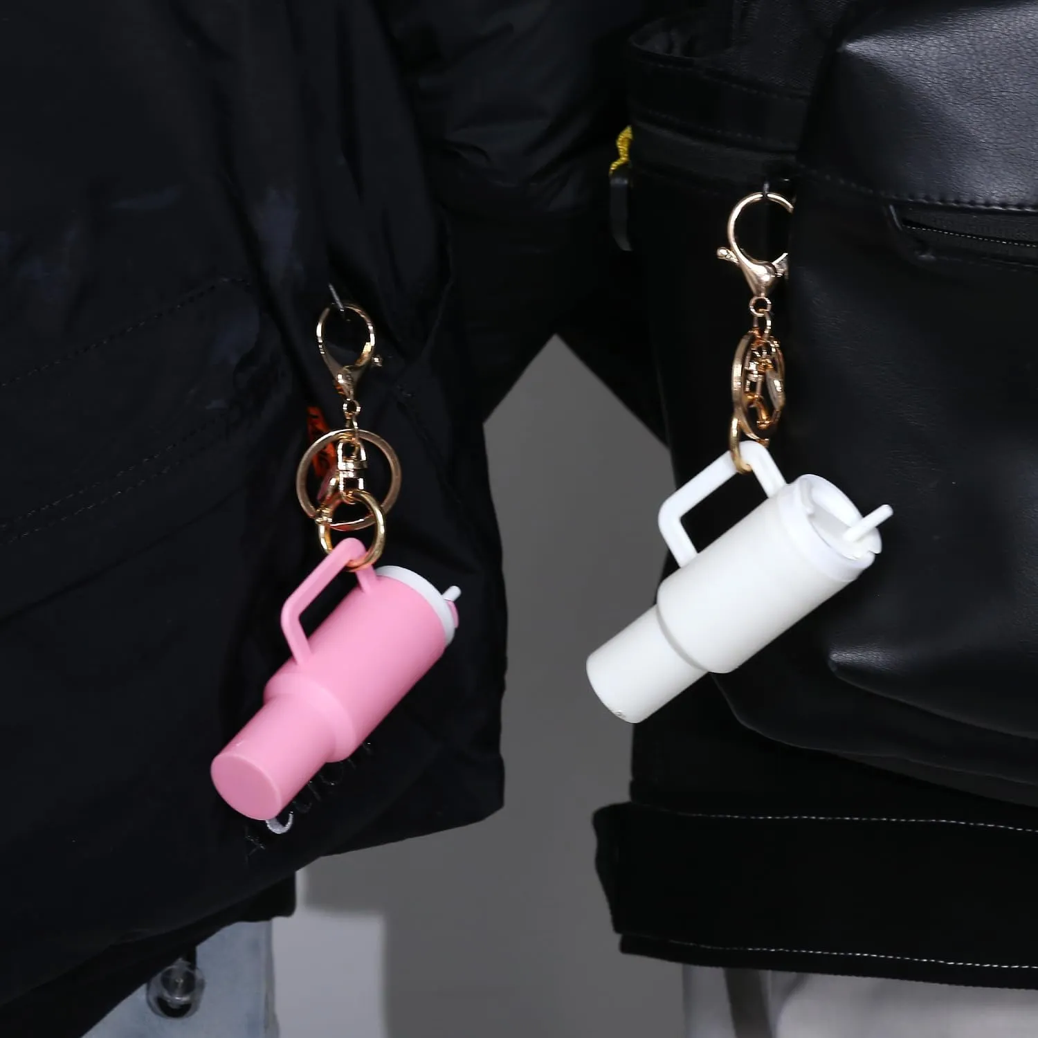 Mini Stanley Cup Keychain Accessories,Initial Letter Cute Tumbler Lip Chapstick Holder Key Chain Charms for Women Purse Bag