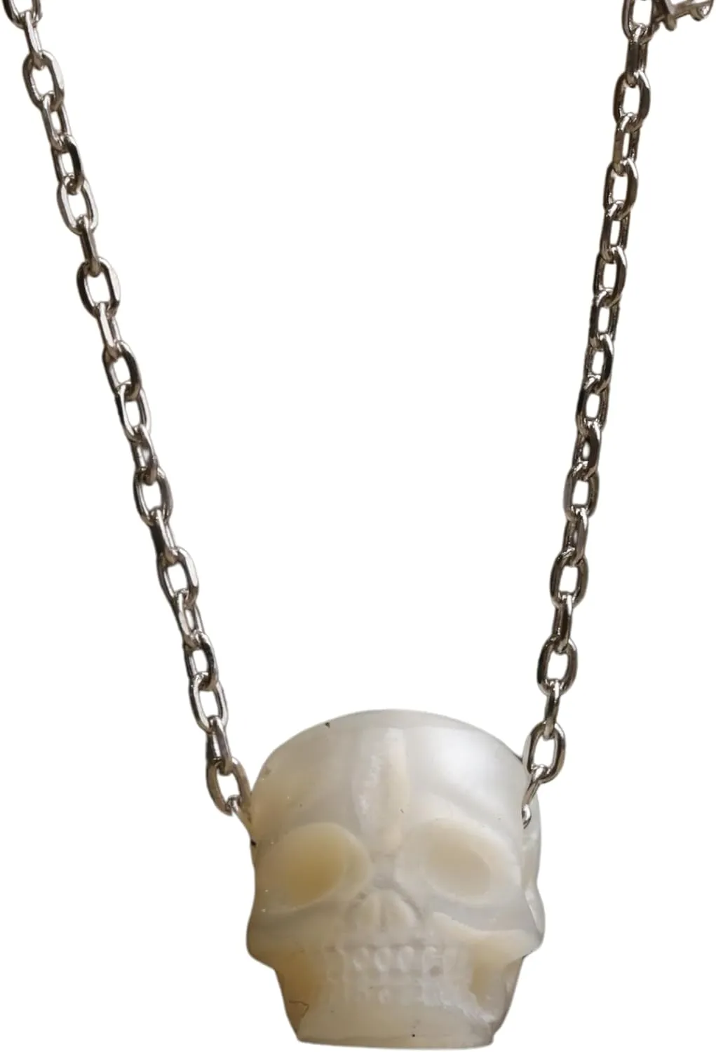 Minimalist Pearl Skull Necklace, Pearl Skull Pendant 925 Sterling Silver Necklace for Her, Gift for Women