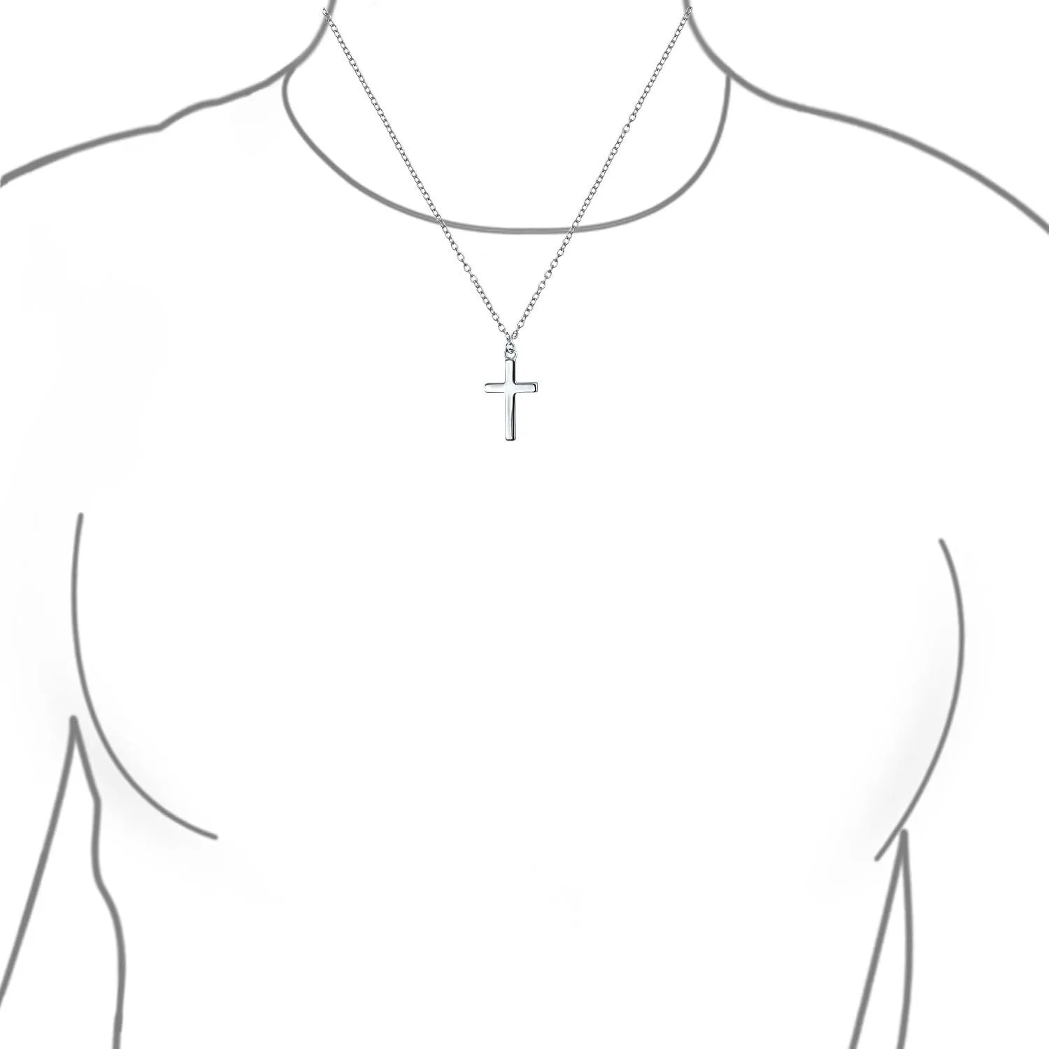 Minimalist Simple Small Petite Religious Jewelry Set Cross Necklace Pendant Huggee Stud Earrings For Women Teen .925 Sterling Silver
