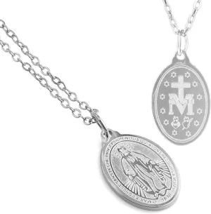 Miraculous Medal - Virgin Mary Necklace - Catholic Family Owned Brand - Made in USA - Stainless Steel Chain - Tarnish Free Gold Jewelry - Necklaces for Women