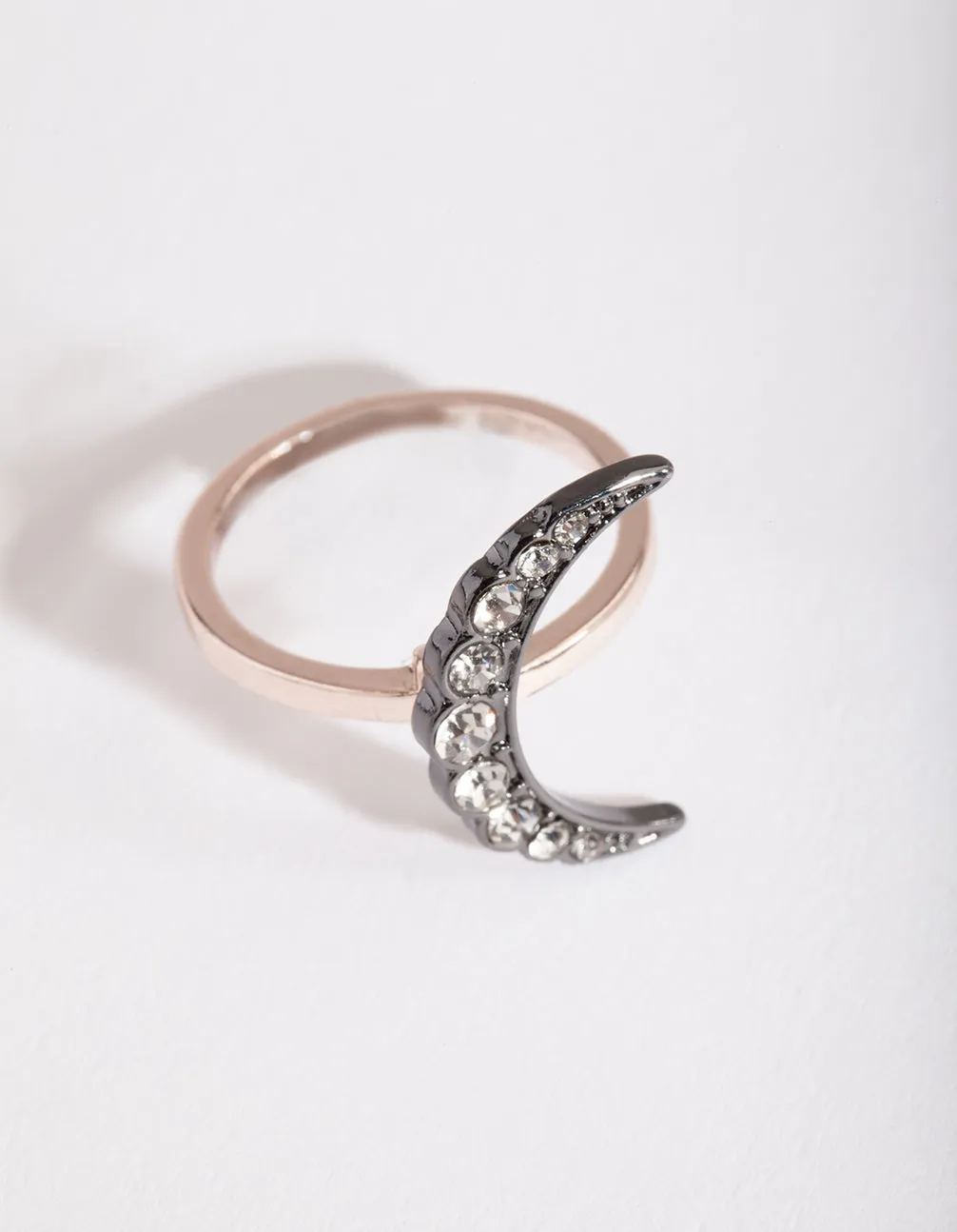 Mixed Metal Diamante Moon Ring