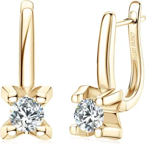 Moissanite Hoop Earrings for Women, Lab Diamond Hoop Huggie Earrings,925 Sterling Silver with 18K White Gold/14K Yellow Gold Plated, Hypoallergenic,Jewelry Gifts