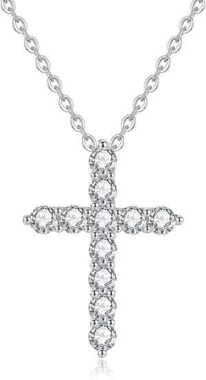 Moissanite Necklace for Women, 925 Sterling Silver 1-2CT D Color Pendant Chain 18" 2" GRA Certified,Perfect Jewelry Gifts for Birthday Wedding Christmas