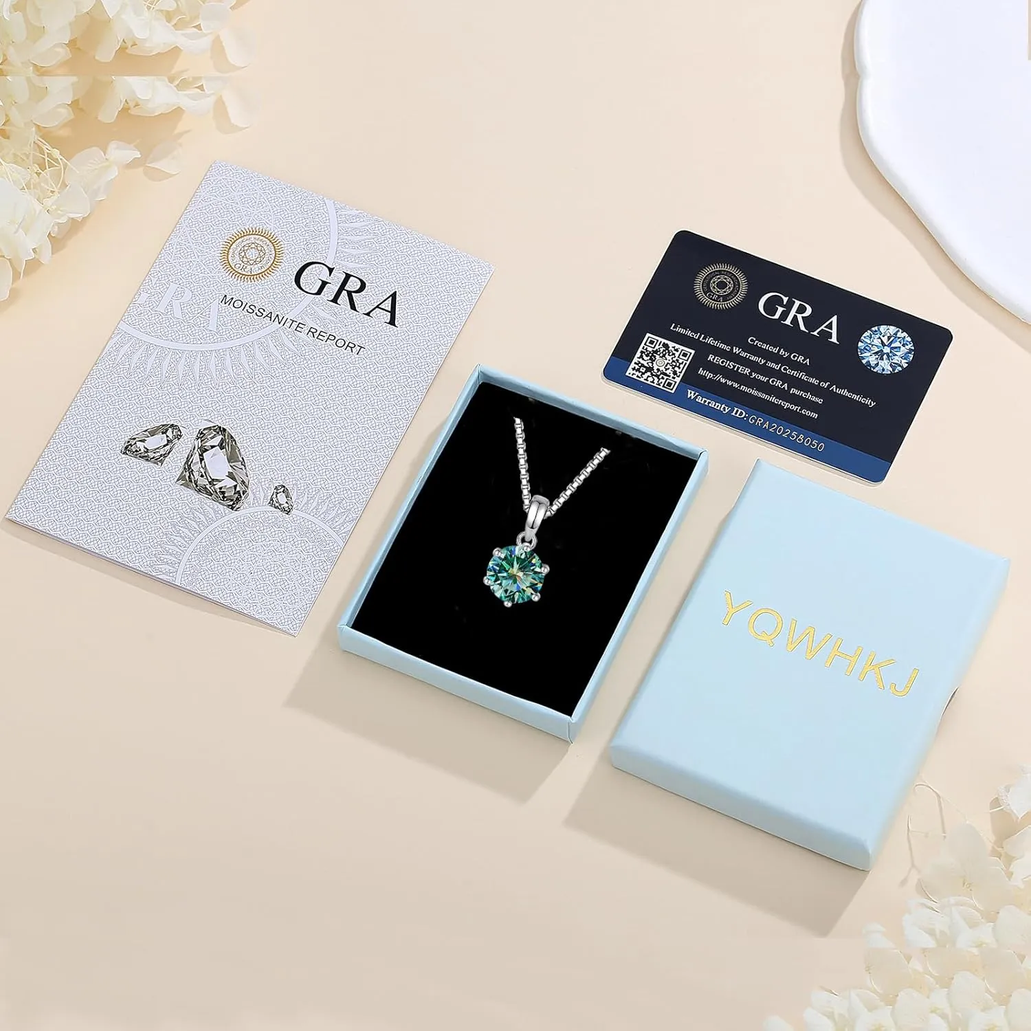 Moissanite Necklace for Women, 925 Sterling Silver 1-2CT D Color Pendant Chain 18" 2" GRA Certified,Perfect Jewelry Gifts for Birthday Wedding Christmas