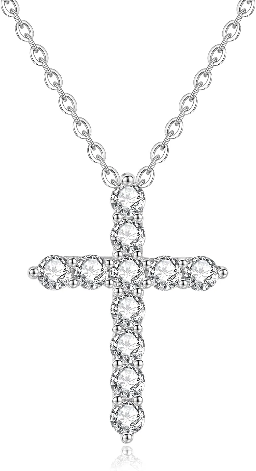 Moissanite Necklace for Women, 925 Sterling Silver 1-2CT D Color Pendant Chain 18" 2" GRA Certified,Perfect Jewelry Gifts for Birthday Wedding Christmas