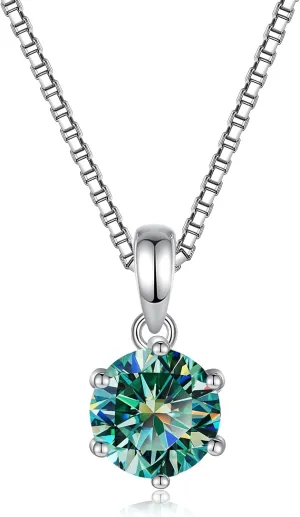 Moissanite Necklace for Women, 925 Sterling Silver 1-2CT D Color Pendant Chain 18" 2" GRA Certified,Perfect Jewelry Gifts for Birthday Wedding Christmas
