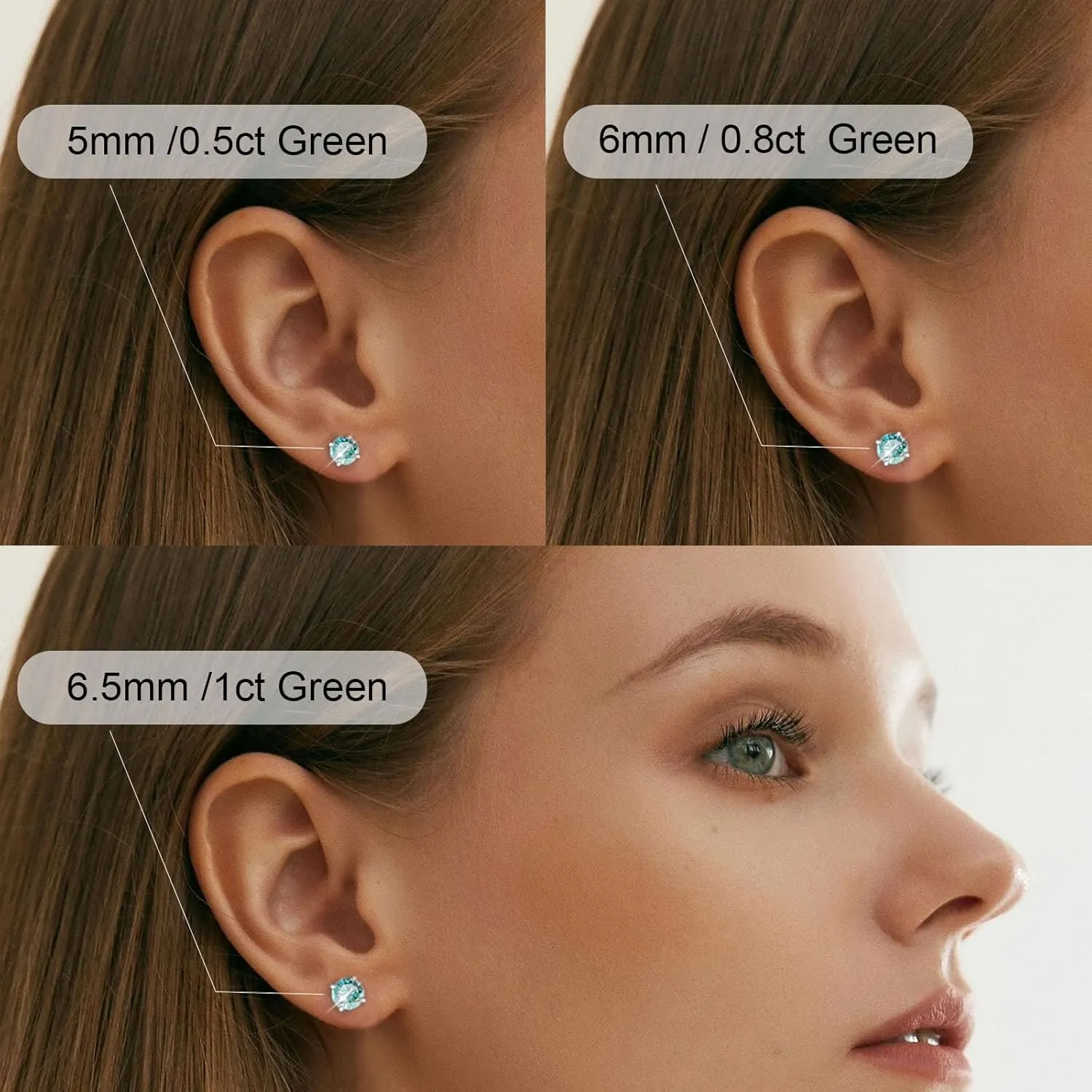 Moissanite Screw Back Earrings Studs - 0.6CT-2CT Moissanite Earrings for Women 925 Sterling Silver Piercing Real Colorful Moissan Hypoallergenic Jewelry Ear Stud Gifts