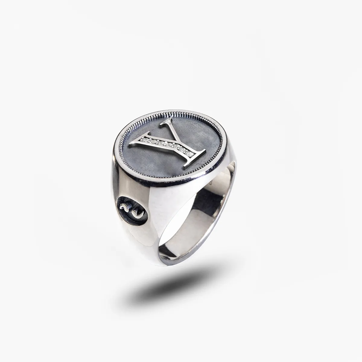 MONETA Silver Initial Y Ring