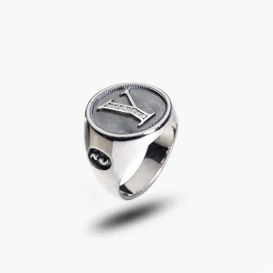 MONETA Silver Initial Y Ring