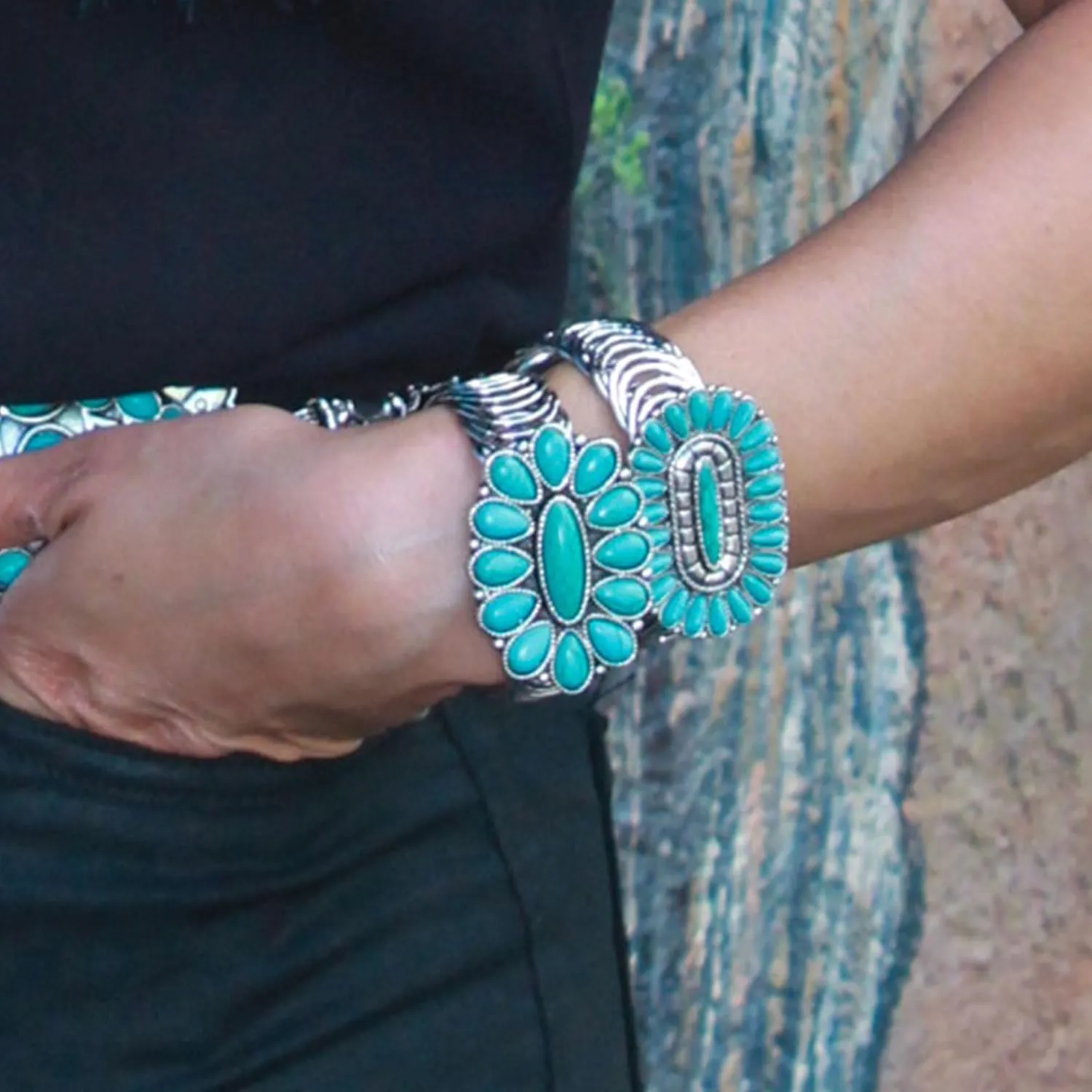 Montana West Rustic Couture's Bohemian Turquoise Cuff Bangle Bracelets for Women Cowgirl