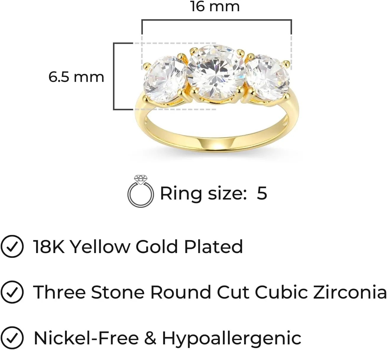MORGAN & PAIGE .925 Sterling Silver Engagement Rings for Women - Promise Ring Prong-Set Three Stone Cubic Zirconia Ring or Genuine Garnet Ring, Wedding Bands for Women Sterling Silver Rings Size 5-9