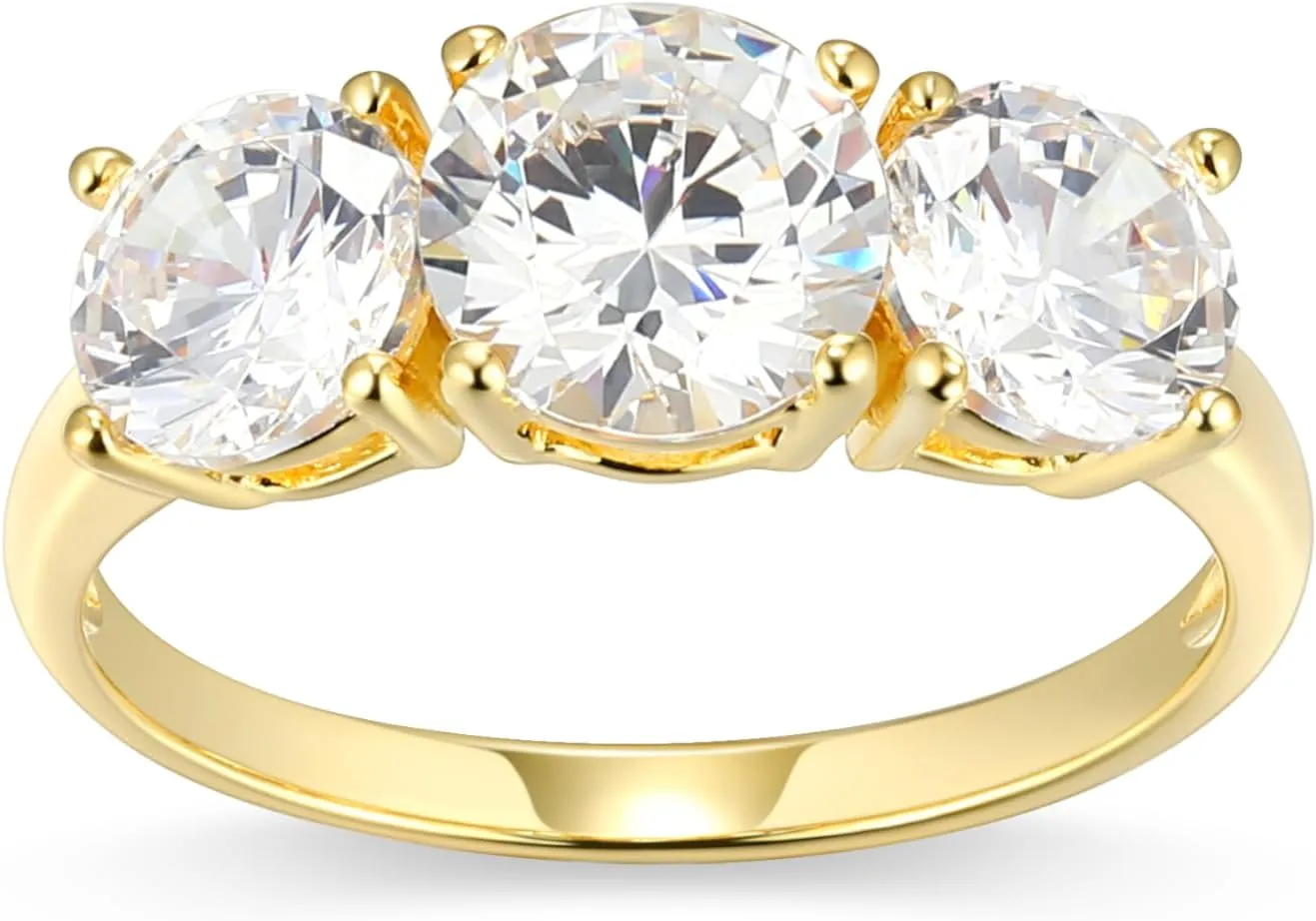 MORGAN & PAIGE .925 Sterling Silver Engagement Rings for Women - Promise Ring Prong-Set Three Stone Cubic Zirconia Ring or Genuine Garnet Ring, Wedding Bands for Women Sterling Silver Rings Size 5-9