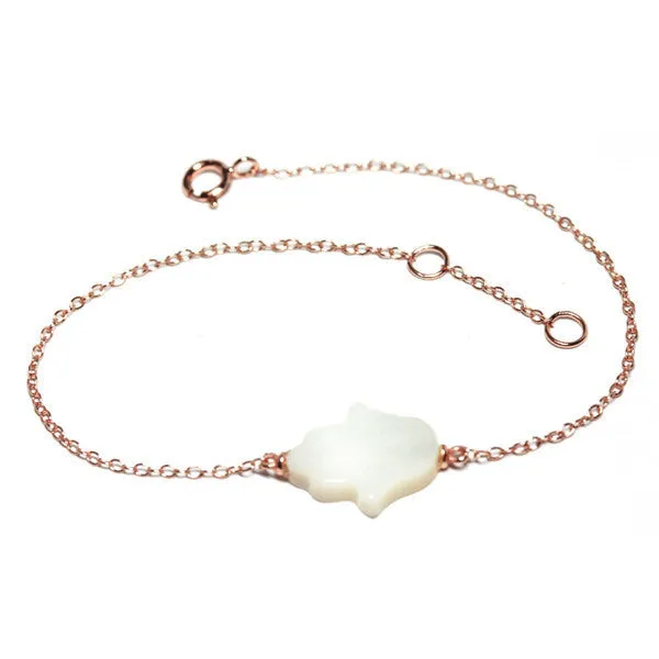 Mother of Pearl Sterling Silver Hamsa Bracelet