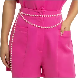 Multi-Layered Pearls Waist Chain Adjustable Body Chain Belts Long Tassel Belly Chains Waistbands Women for Jeans Dresses Waistband Decorative Jewelry