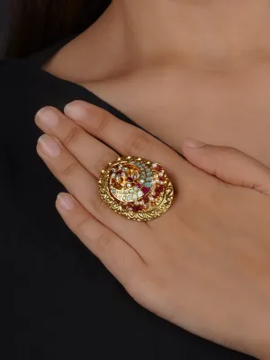 Multicolor Gold Plated Mishr Ring - MR-RNG41M