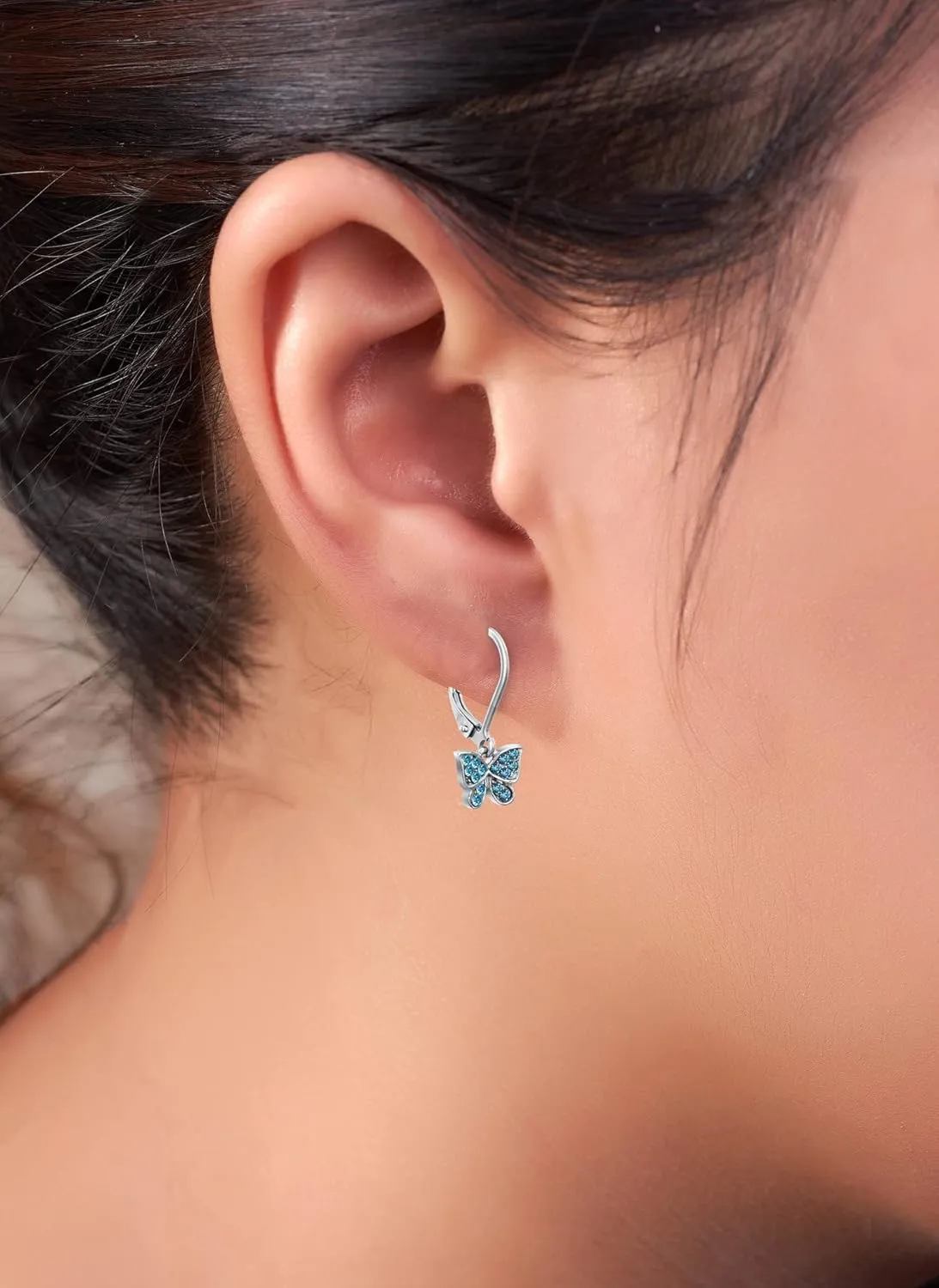 Multicolored Butterfly Hypoallergenic Earrings - Leverbacks, Stainless Steel Ultra Sensitive Ears For Kids, Toddlers, Little Girls, Teens