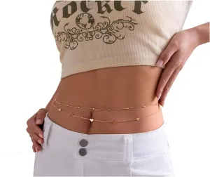 Multilayer Waist Chain Beach Bikini Belly Waist Chain Gold Plated Sequin Belly Body Jewerly Summer Sexy Layered Waist Belly Chain for Women (Gold 8)