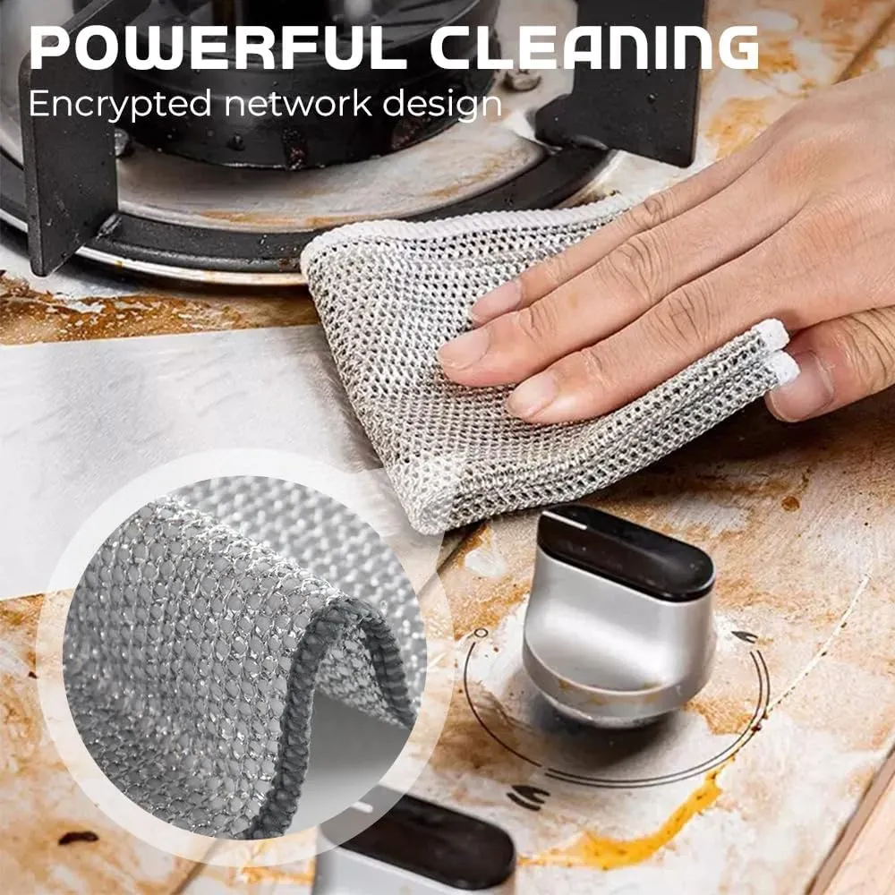 Multipurpose Wire Dishwashing Rags for Wet and Dry, 2024 New Reusable Non Scratch Wire Dishcloth, Premium Scrubbing Wire Dishwashing Rags for Scrubs Dishes, Sinks Cleans (5)