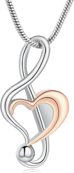 Music Note Urn Necklace for Ashes Cremation Jewelry for Women Men Stainless Steel Music Memorial Necklaces Ash Holder for Human Pets Keepsake Jewelry for Loved Ones with Fill Tool