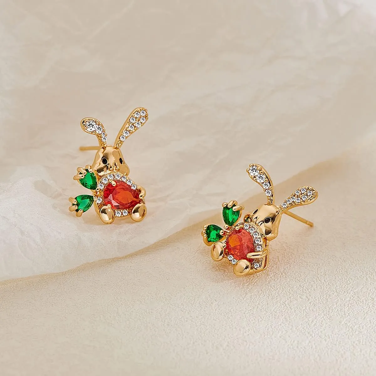 MUYAN Cute Small Easter Bunny Earrings for Women Carrot Rabbit Easter Studs Holiday Jewelry