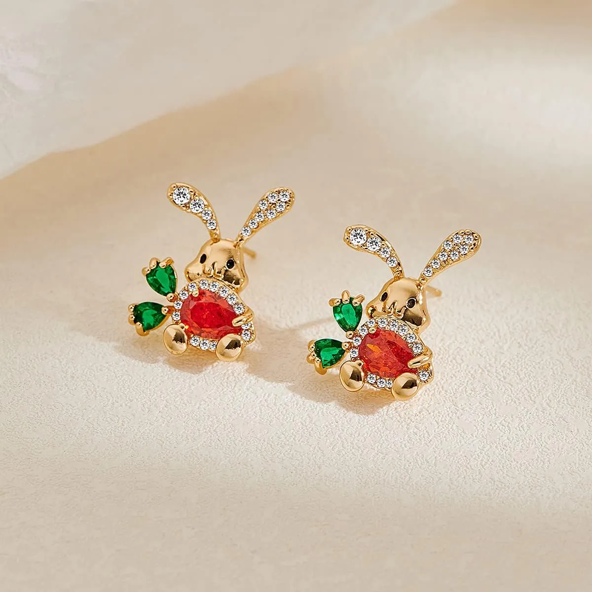 MUYAN Cute Small Easter Bunny Earrings for Women Carrot Rabbit Easter Studs Holiday Jewelry