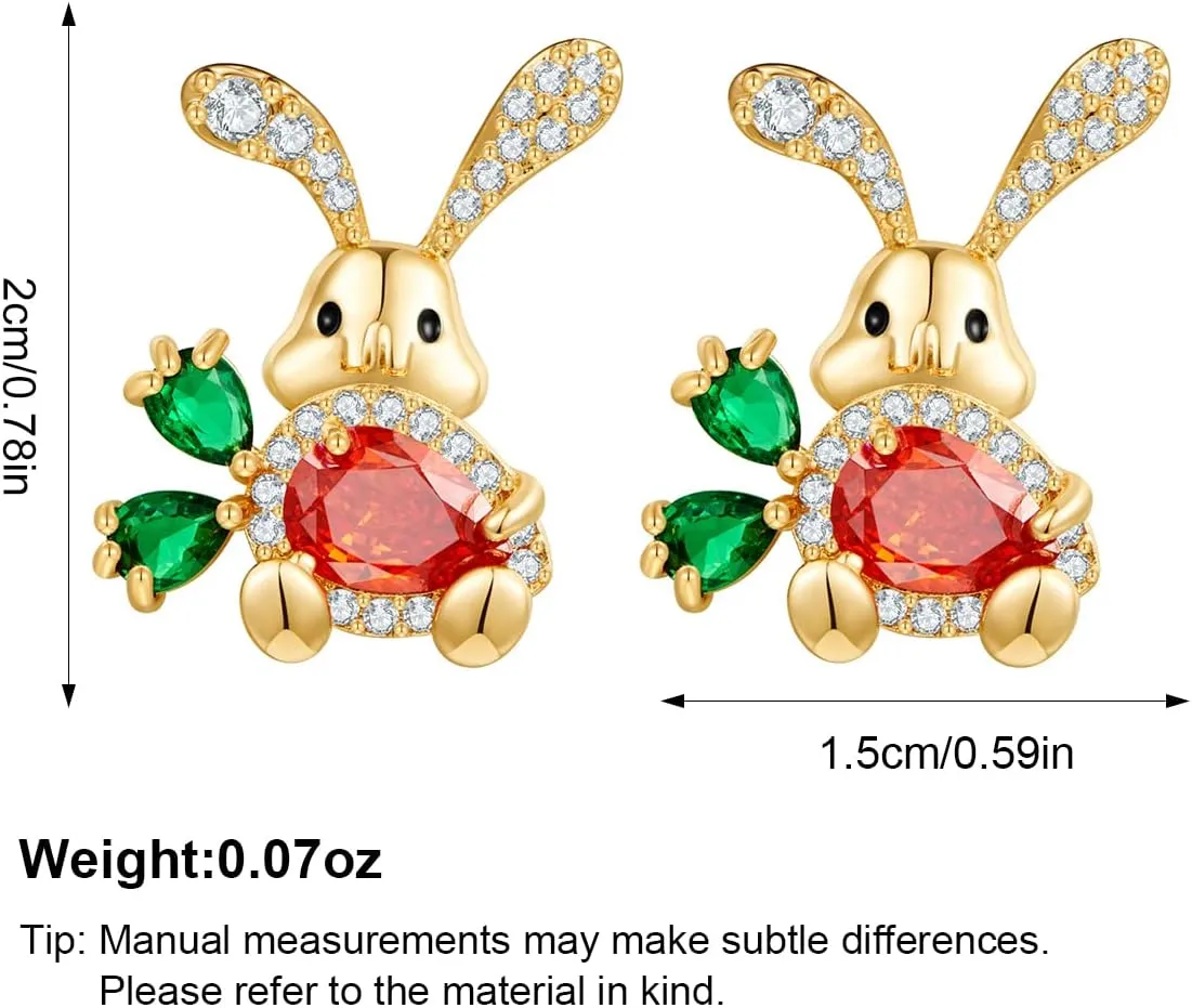 MUYAN Cute Small Easter Bunny Earrings for Women Carrot Rabbit Easter Studs Holiday Jewelry