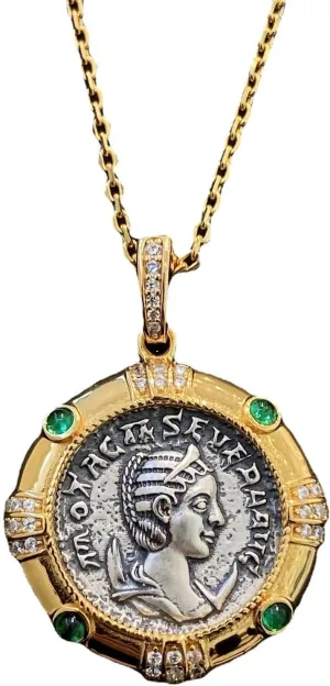 Mythology Lucky Roman Godness Queen Antique Coin Necklace,Ancient Roman Symbol Amulet Medal Necklace