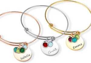 Name Bracelet Personalized With Birth Month Birthstones Mom Necklace - Custom Mom Gifts from Grandkids - Mama Jewelry with Custom Birth Stone Charms Handmade Jewelry - Mother's Day Gifts