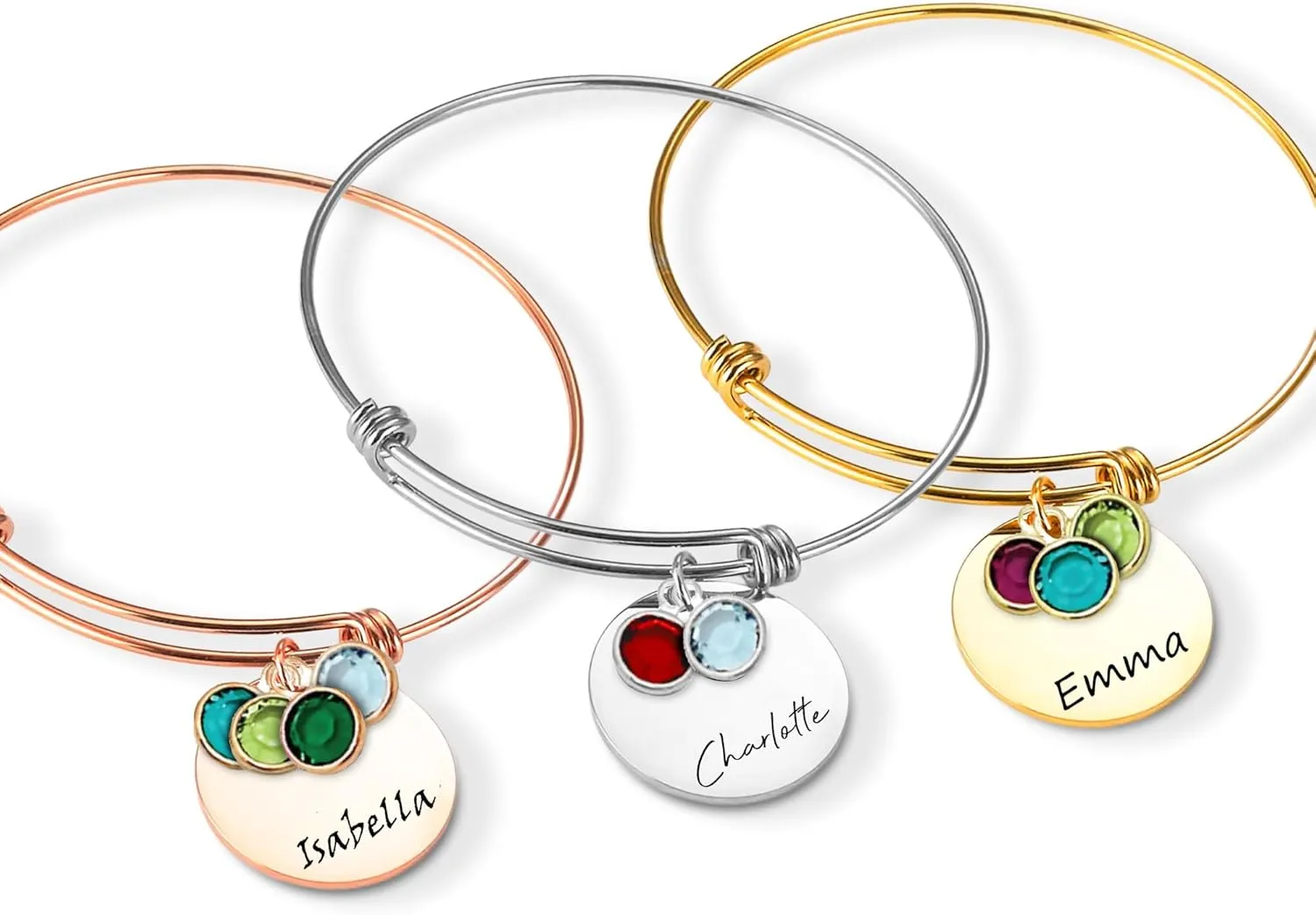 Name Bracelet Personalized With Birth Month Birthstones Mom Necklace - Custom Mom Gifts from Grandkids - Mama Jewelry with Custom Birth Stone Charms Handmade Jewelry - Mother's Day Gifts
