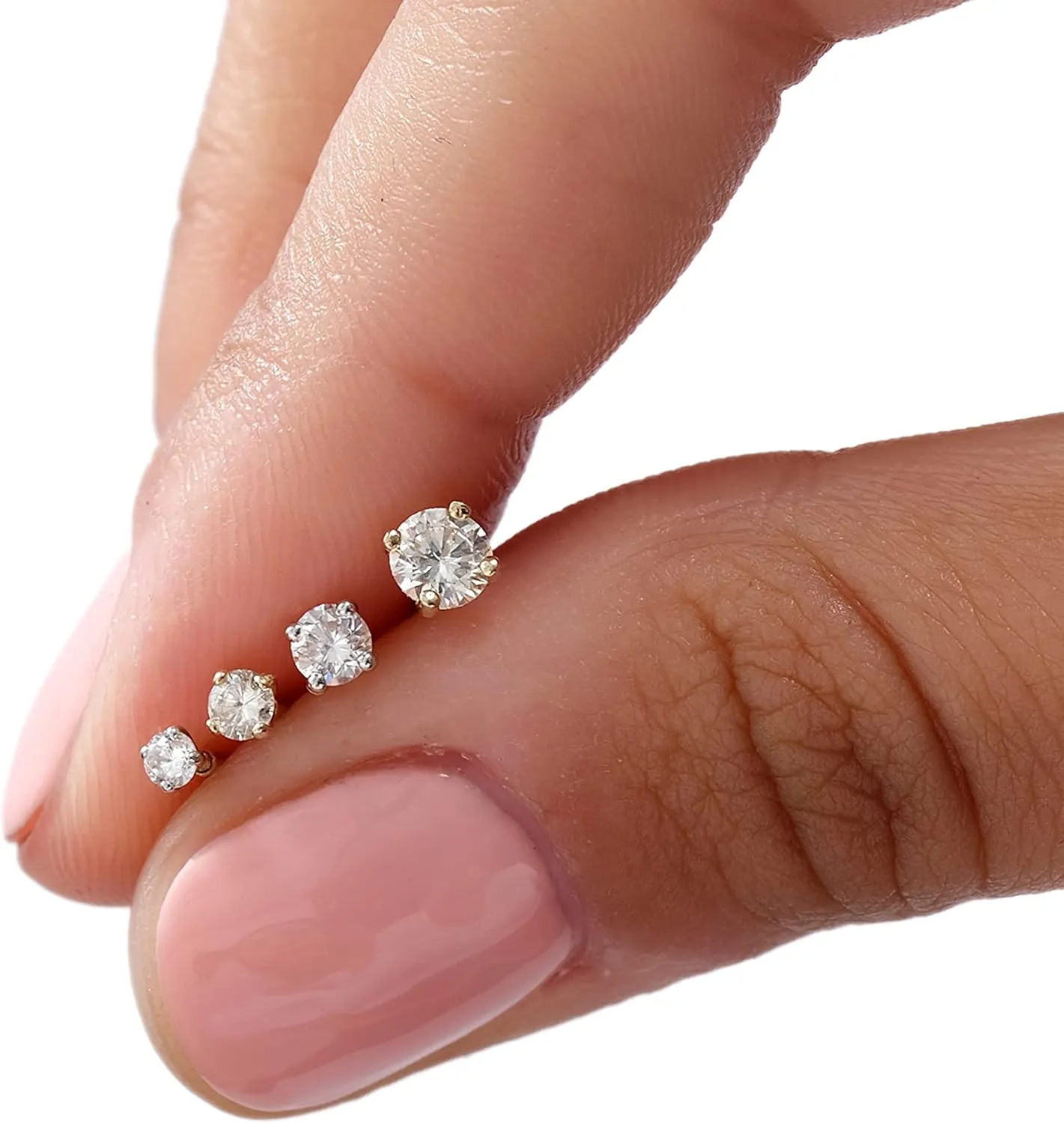 Natural Diamond Stud Earrings for Women & Men in 14K White Gold - Screw Back SINGLE Stud Earrings for Lobe, Helix, Tragus, Conch & Cartilage Piercing - Round Flatback Earrings for Sensitive Skin