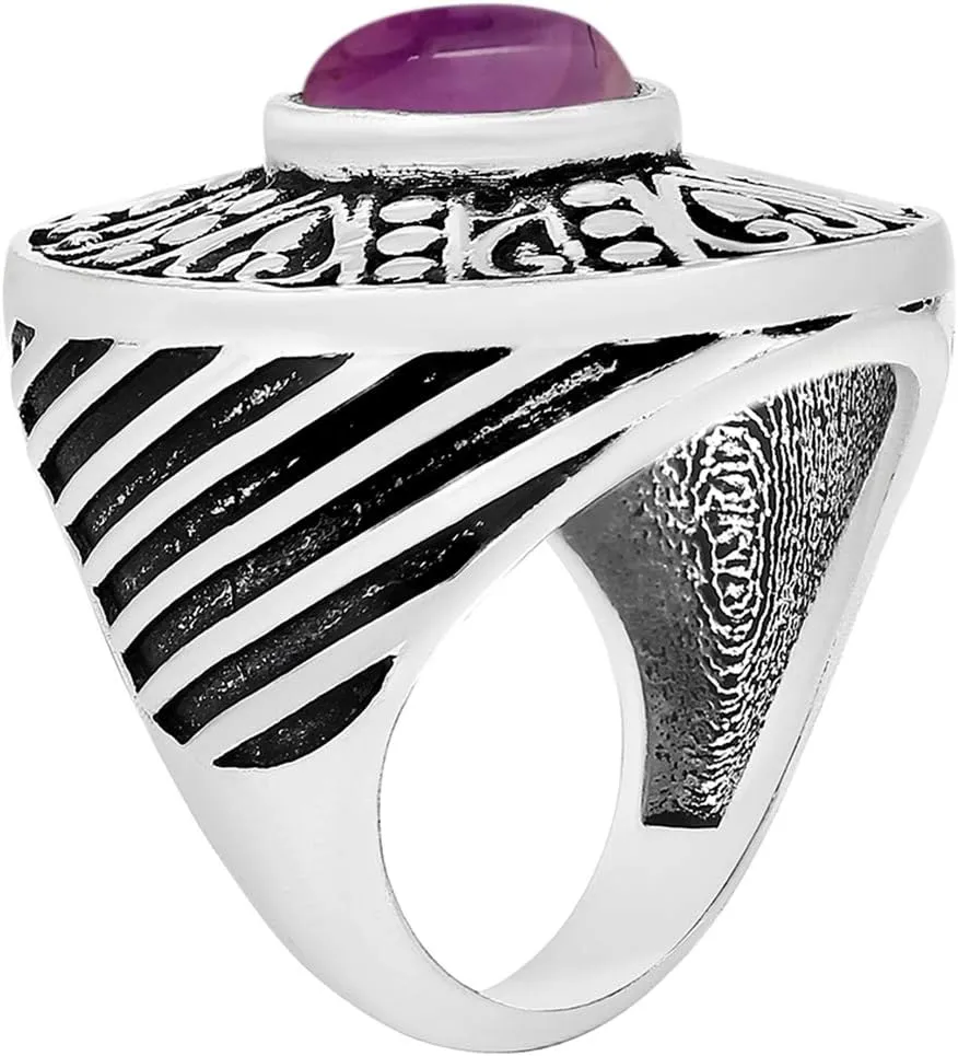 Natural Oval Gemstones 925 Silver Overlay Solitaire Ring for Women - Birthstone Month Silver Plated Jewelry Gifts - Oval Stone Handmade Bohemian Ring for Her Mom Wife Sister