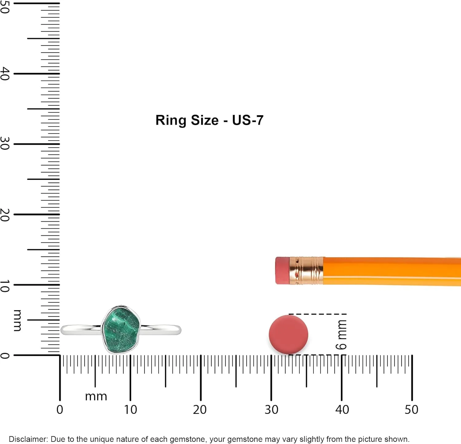 Natural Raw/Rough Malachite Stackable Ring for Women in Sterling Silver, May Birthstone Jewelry Gifts for Her (Bezel-Set)