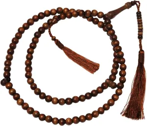 Naturally-dyed Stigi (Iron Wood) ISLAMIC Prayer Beads 99-bead with 2 Dividers & Dark Brown Tassels in GIFT BOX
