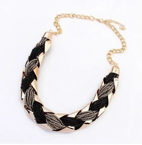New fashion Bohemian style Punk Fashion Simple Metal braid Twist Chain necklaces & pendants woman's Necklace