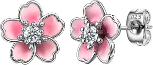 NEWITIN Pink Flower Earrings for Women Hypoallergenic Earring Cute Floral Ear Studs Cherry Blossom Flower Stud Earrings for Women