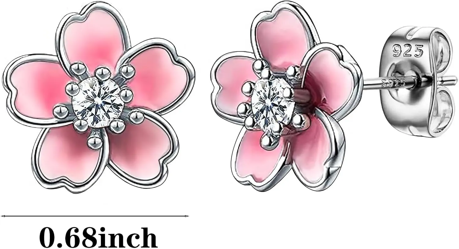NEWITIN Pink Flower Earrings for Women Hypoallergenic Earring Cute Floral Ear Studs Cherry Blossom Flower Stud Earrings for Women